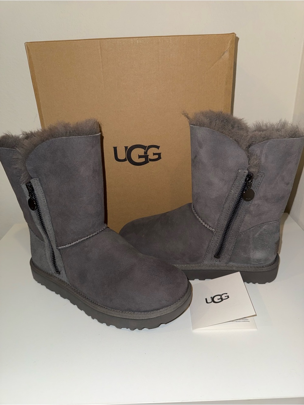 UGG Women's Short Zip Suede Boot - Gray